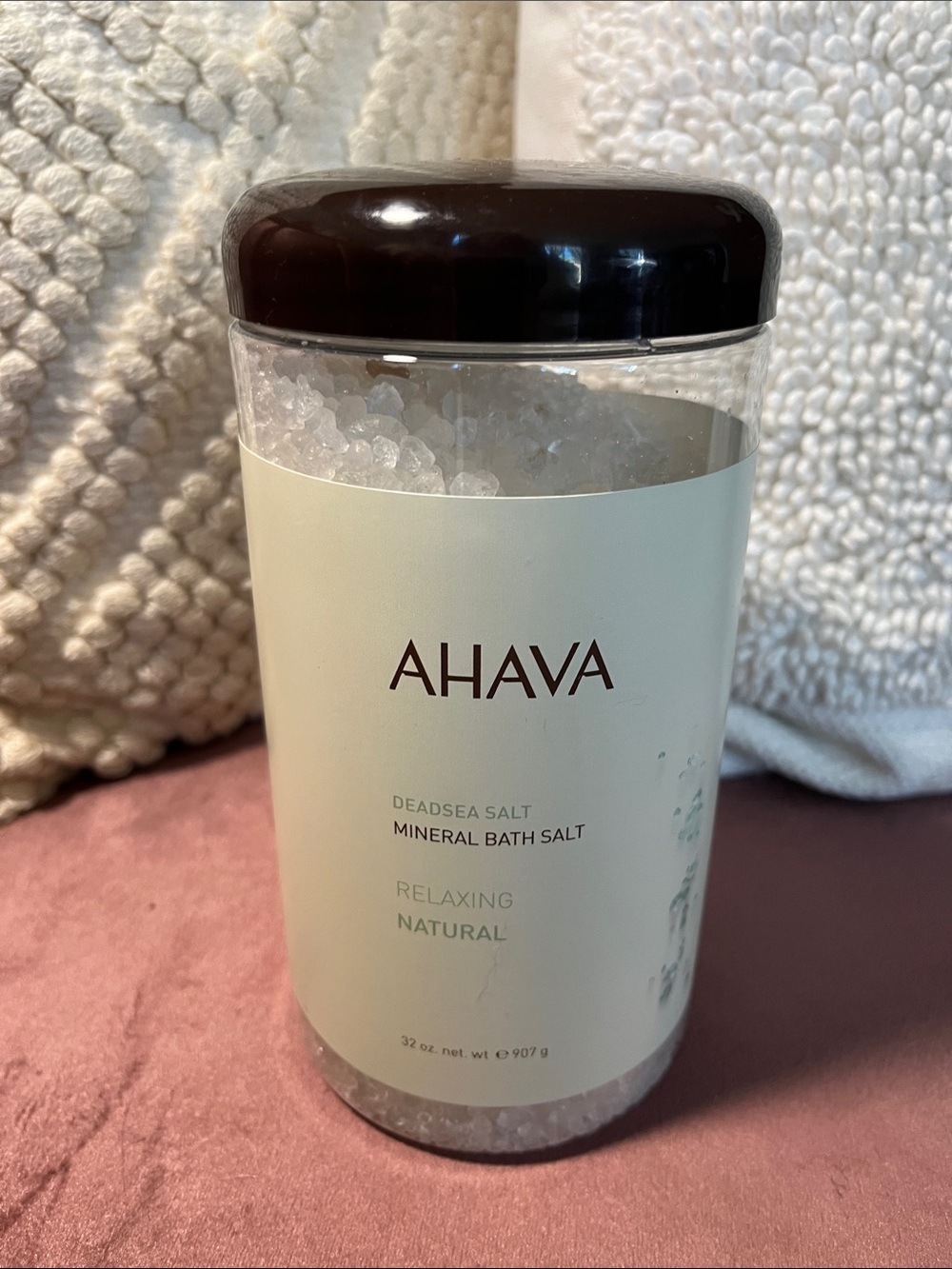 AHAVA Mineral Bath Salt Jar - Cream Label & Brown Lid